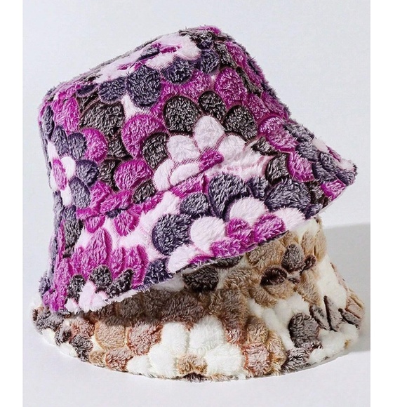 Boho Fuzzy Floral Print Bucket Hat - Picture 2 of 5